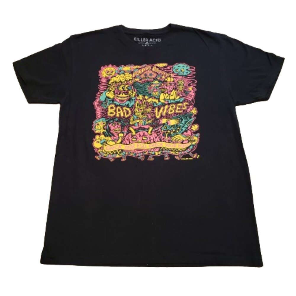 Killer Acid Bad Vibes T-Shirt Men's Medium M Black Limited Edition LSD Acid Tee